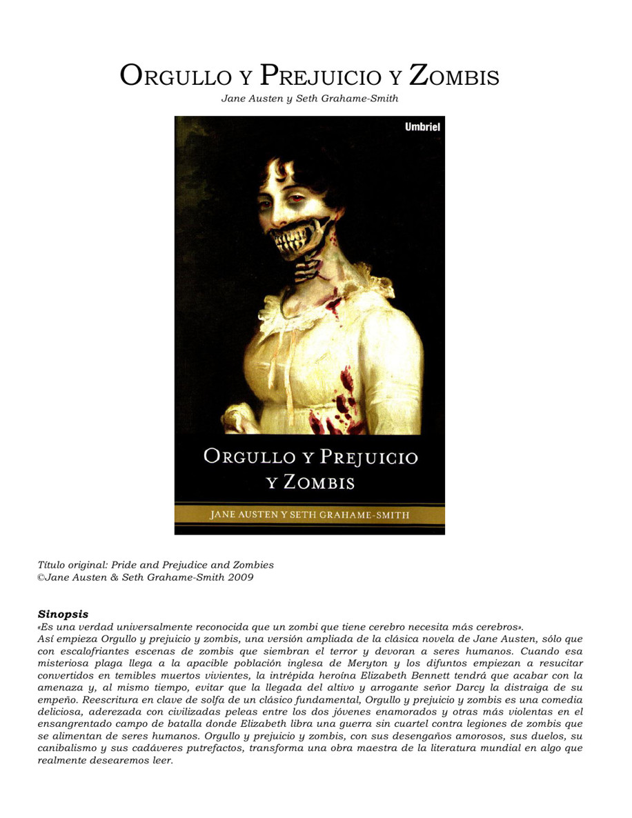 Orgullo y Prejuicio y Zombis
